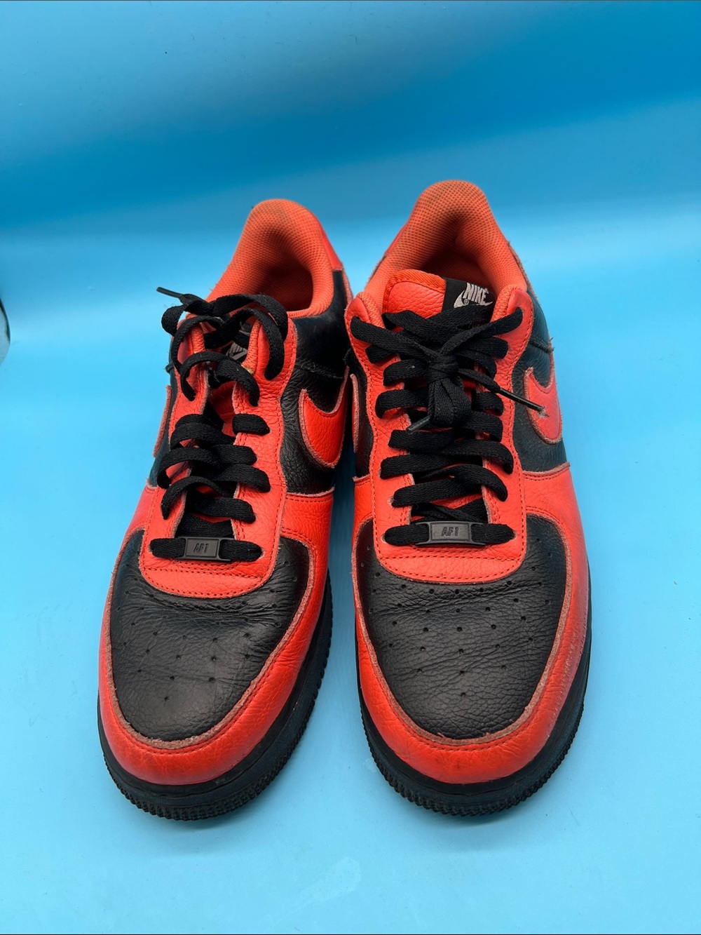 Nike Air Force 1 DN4162-991 orange And Black Leather Shoes Size 11